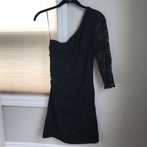 Express one-shoulder black lace dress